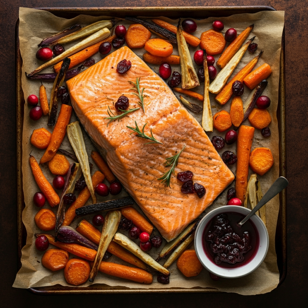 Winter Sheet Pan Salmon